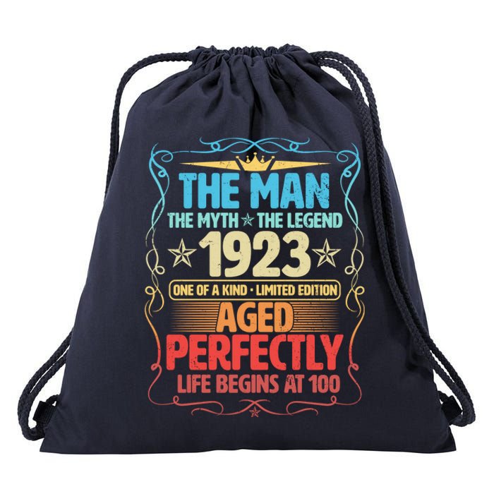 The Man Myth Legend 1923 Aged Perfectly 100th Birthday Drawstring Bag