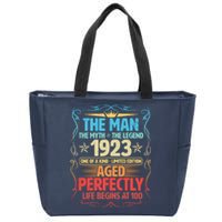 The Man Myth Legend 1923 Aged Perfectly 100th Birthday Zip Tote Bag