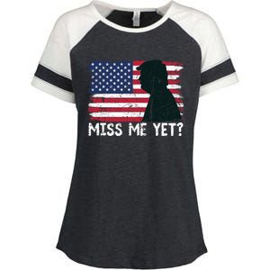 Trump Miss Me Yet Trump 2024 America Flag Ill Be Back 4th Gift Enza Ladies Jersey Colorblock Tee