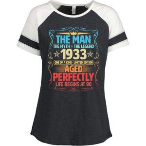 The Man Myth Legend 1933 Aged Perfectly 90th Birthday Enza Ladies Jersey Colorblock Tee