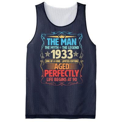 The Man Myth Legend 1933 Aged Perfectly 90th Birthday Mesh Reversible Basketball Jersey Tank