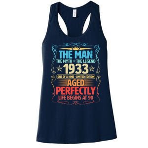 The Man Myth Legend 1933 Aged Perfectly 90th Birthday Women's Racerback Tank