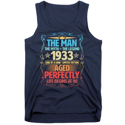 The Man Myth Legend 1933 Aged Perfectly 90th Birthday Tank Top