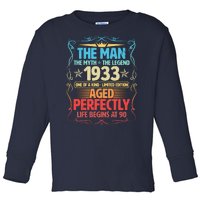 The Man Myth Legend 1933 Aged Perfectly 90th Birthday Toddler Long Sleeve Shirt