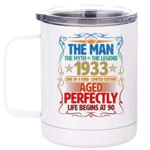 The Man Myth Legend 1933 Aged Perfectly 90th Birthday 12 oz Stainless Steel Tumbler Cup