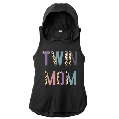 Twin Mom Mother's Day Twin Mom Leopard Ladies PosiCharge Tri-Blend Wicking Draft Hoodie Tank