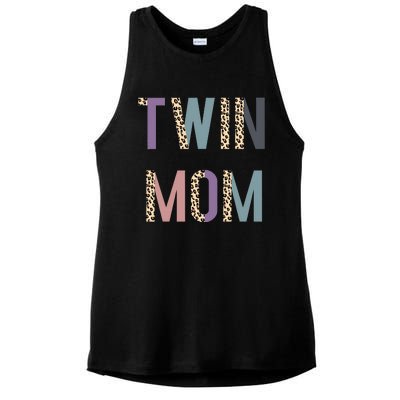 Twin Mom Mother's Day Twin Mom Leopard Ladies PosiCharge Tri-Blend Wicking Tank