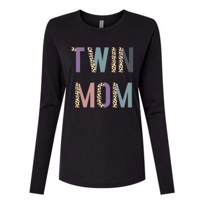 Twin Mom Mother's Day Twin Mom Leopard Womens Cotton Relaxed Long Sleeve T-Shirt