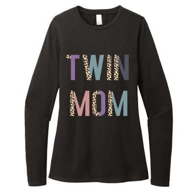 Twin Mom Mother's Day Twin Mom Leopard Womens CVC Long Sleeve Shirt