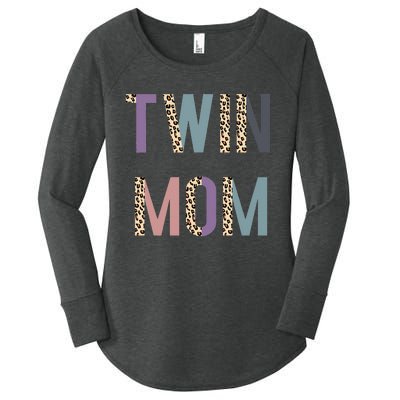 Twin Mom Mother's Day Twin Mom Leopard Women's Perfect Tri Tunic Long Sleeve Shirt