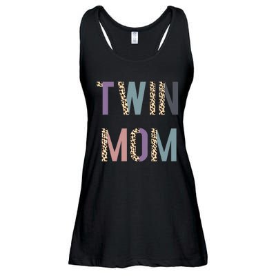 Twin Mom Mother's Day Twin Mom Leopard Ladies Essential Flowy Tank