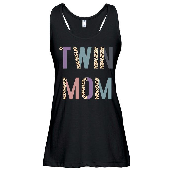 Twin Mom Mother's Day Twin Mom Leopard Ladies Essential Flowy Tank