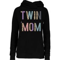 Twin Mom Mother's Day Twin Mom Leopard Womens Funnel Neck Pullover Hood