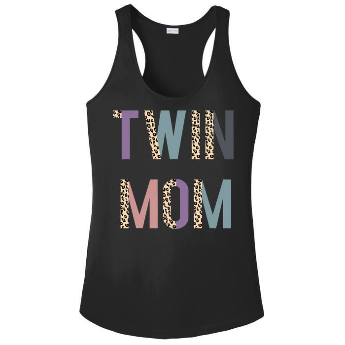 Twin Mom Mother's Day Twin Mom Leopard Ladies PosiCharge Competitor Racerback Tank