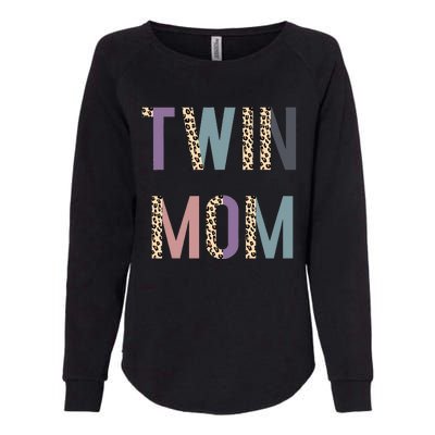 Twin Mom Mother's Day Twin Mom Leopard Womens California Wash Sweatshirt