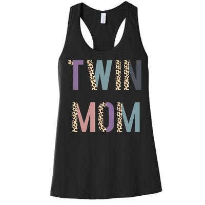 Twin Mom Mother's Day Twin Mom Leopard Women's Racerback Tank