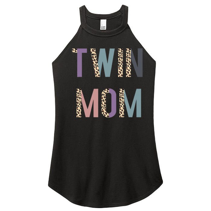 Twin Mom Mother's Day Twin Mom Leopard Women's Perfect Tri Rocker Tank