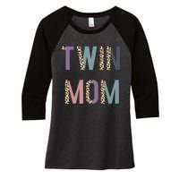 Twin Mom Mother's Day Twin Mom Leopard Women's Tri-Blend 3/4-Sleeve Raglan Shirt