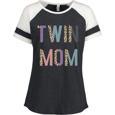 Twin Mom Mother's Day Twin Mom Leopard Enza Ladies Jersey Colorblock Tee