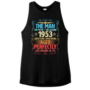 The Man Myth Legend 1953 Aged Perfectly 70th Birthday Ladies PosiCharge Tri-Blend Wicking Tank