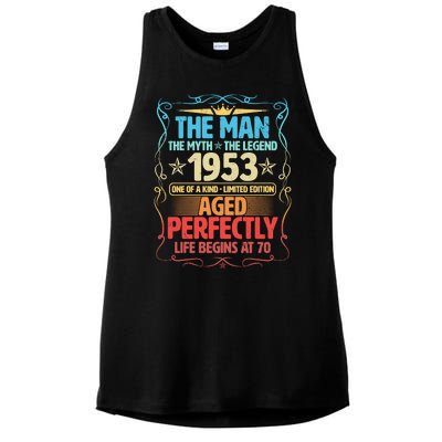 The Man Myth Legend 1953 Aged Perfectly 70th Birthday Ladies PosiCharge Tri-Blend Wicking Tank