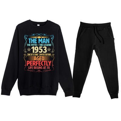 The Man Myth Legend 1953 Aged Perfectly 70th Birthday Premium Crewneck Sweatsuit Set