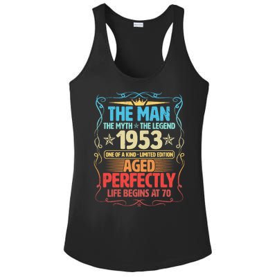 The Man Myth Legend 1953 Aged Perfectly 70th Birthday Ladies PosiCharge Competitor Racerback Tank