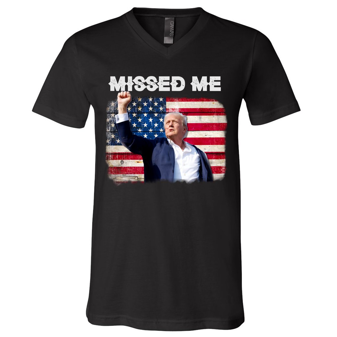 Trump Missed Me Pennsylvania Rally Patriot Usa 2024 Shot V-Neck T-Shirt