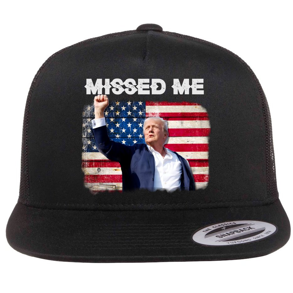 Trump Missed Me Pennsylvania Rally Patriot Usa 2024 Shot Flat Bill Trucker Hat