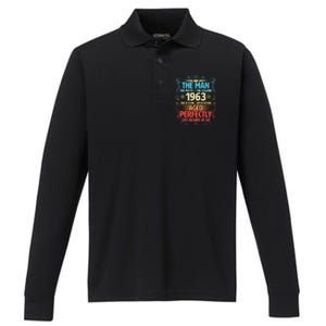 The Man Myth Legend 1963 Aged Perfectly 60th Birthday Performance Long Sleeve Polo