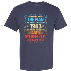 The Man Myth Legend 1963 Aged Perfectly 60th Birthday Garment-Dyed Heavyweight T-Shirt