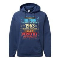 The Man Myth Legend 1963 Aged Perfectly 60th Birthday Performance Fleece Hoodie