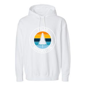 Tyler Minnesota Mn Usa City Pride Retro Sunset Gift Garment-Dyed Fleece Hoodie