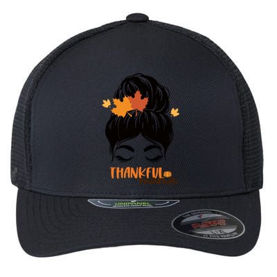 Thankful Mama Messy Bun Autumn Flexfit Unipanel Trucker Cap