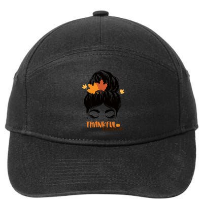 Thankful Mama Messy Bun Autumn 7-Panel Snapback Hat