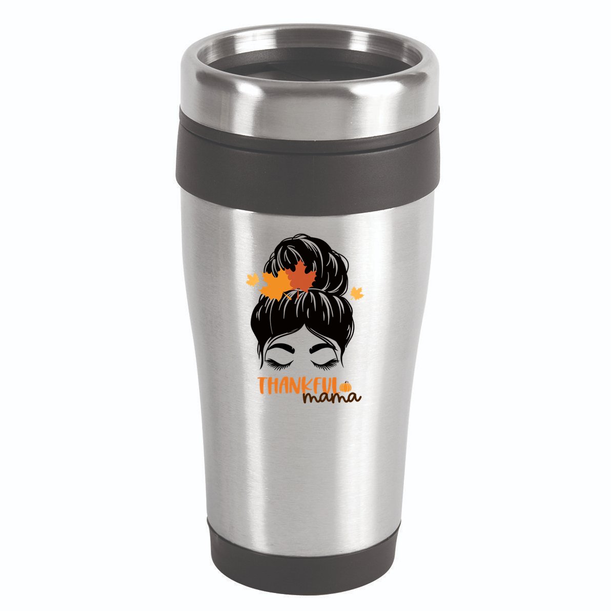Thankful Mama Messy Bun Autumn 16oz Travel Tumbler