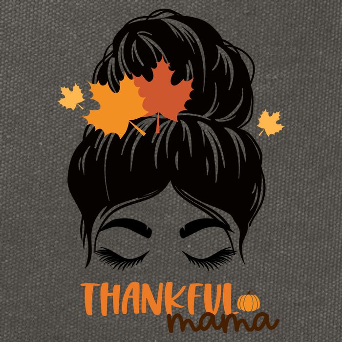 Thankful Mama Messy Bun Autumn Cotton Canvas Backpack