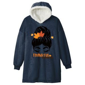 Thankful Mama Messy Bun Autumn Hooded Wearable Blanket