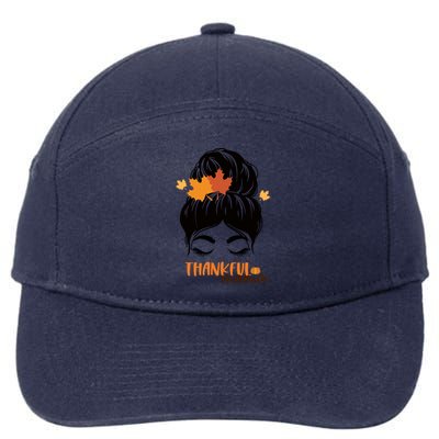 Thankful Mama Messy Bun Autumn 7-Panel Snapback Hat