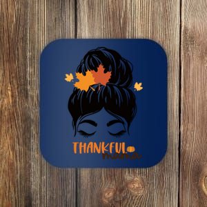 Thankful Mama Messy Bun Autumn Coaster