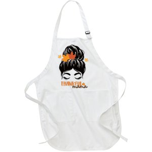 Thankful Mama Messy Bun Autumn Full-Length Apron With Pockets