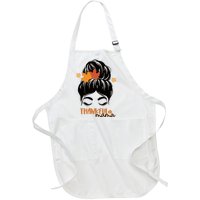 Thankful Mama Messy Bun Autumn Full-Length Apron With Pockets