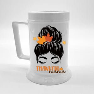 Thankful Mama Messy Bun Autumn Beer Stein