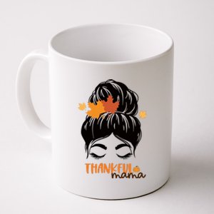 Thankful Mama Messy Bun Autumn Coffee Mug