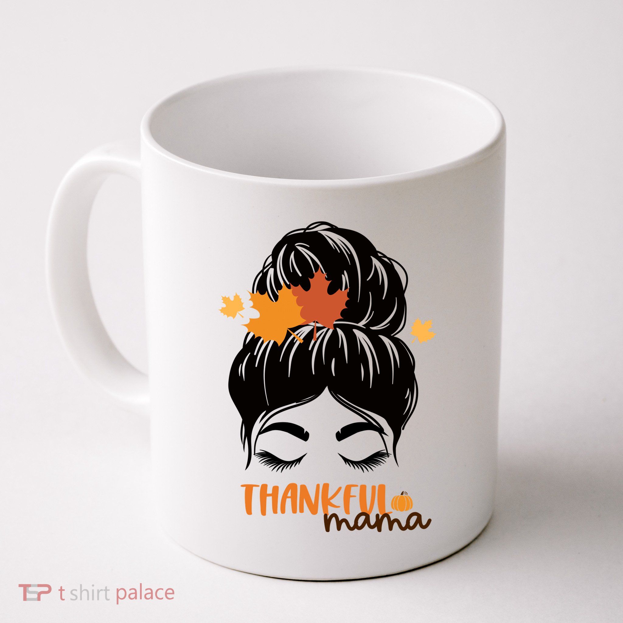 Thankful Mama Messy Bun Autumn Mug