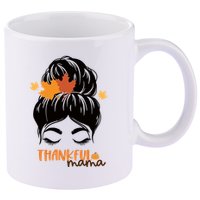 Thankful Mama Messy Bun Autumn 11oz C Handle Ceramic Mug
