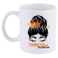Thankful Mama Messy Bun Autumn 11oz C Handle Ceramic Mug