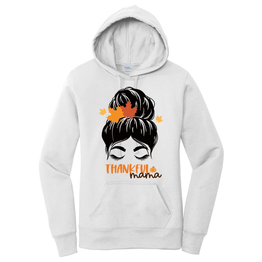Thankful Mama Messy Bun Autumn Women's Pullover Hoodie