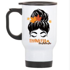 Thankful Mama Messy Bun Autumn Stainless Steel Travel Mug