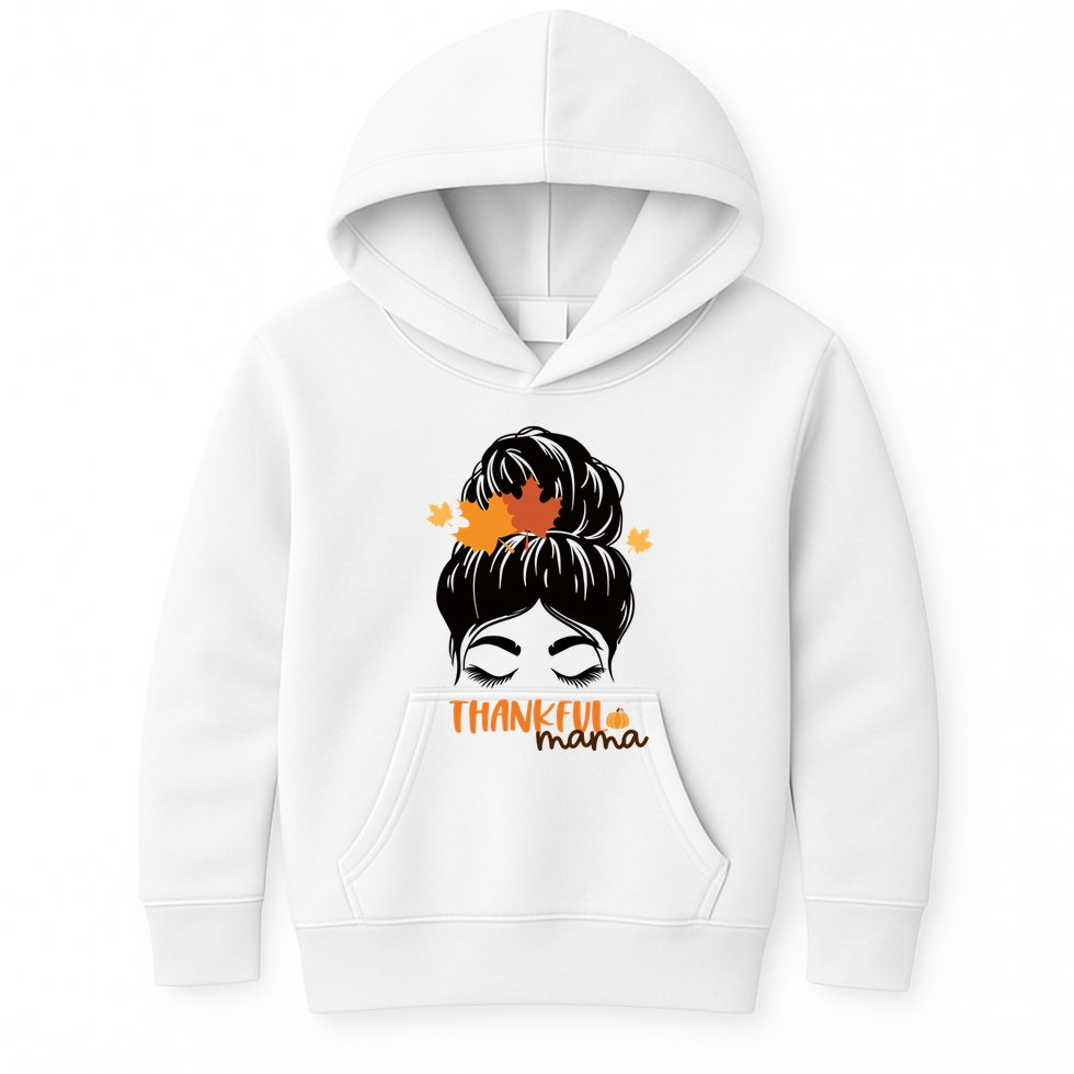 Thankful Mama Messy Bun Autumn Kids Hoodie
